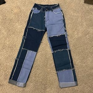 Patchwork multi colored jeans